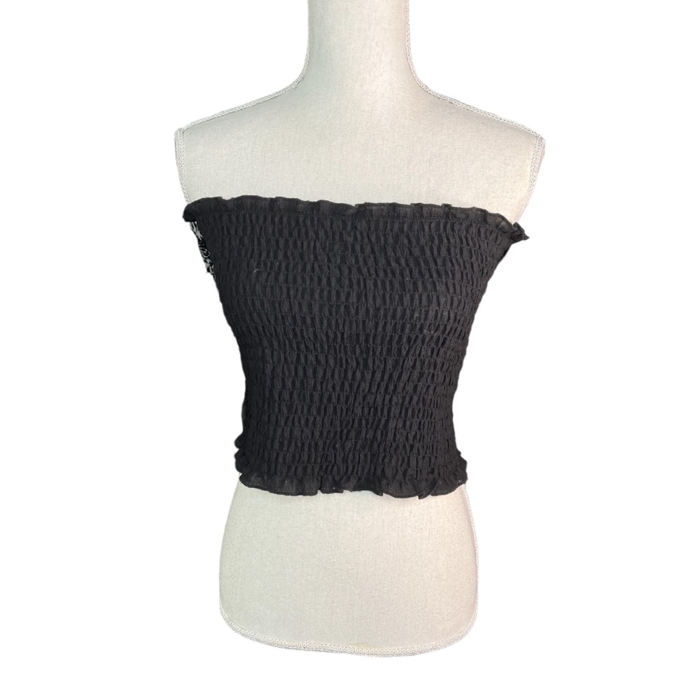 She & Sky Black Smocked Tube Top neutral basics minimalist casual Y2K spring